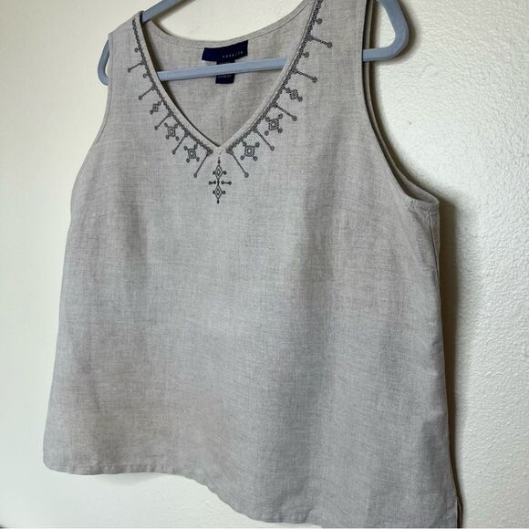 Venezia Linen Embroidered Sleeveless Top Elastic Drawstring Pants Women 18/20 - Picture 4 of 15